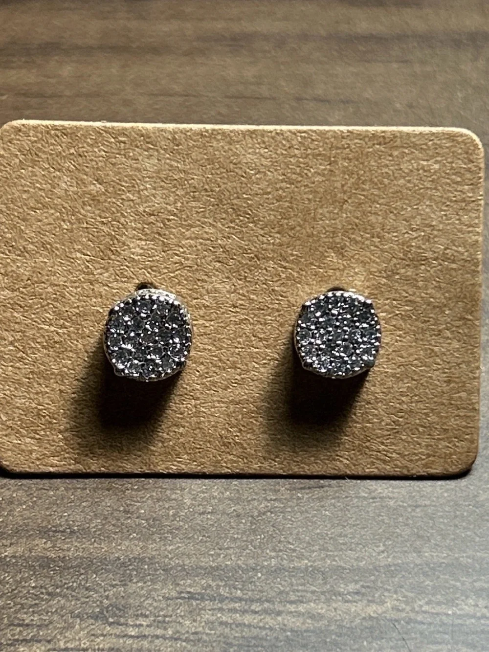 Silver Sparkle Druzy Round Stud Earrings